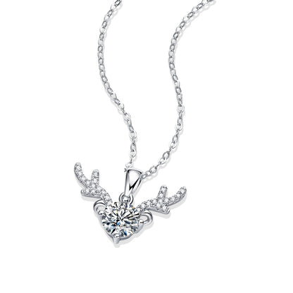 Trendy Antler Pendant Necklace with Bead Chain