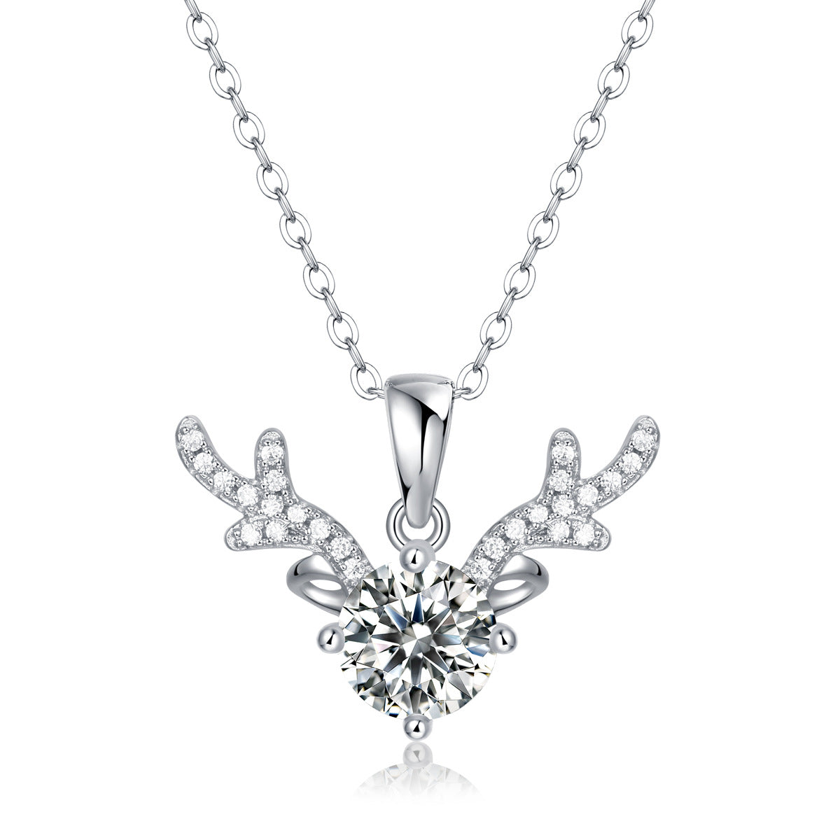 Trendy Antler Pendant Necklace with Bead Chain