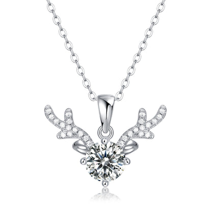 Trendy Antler Pendant Necklace with Bead Chain