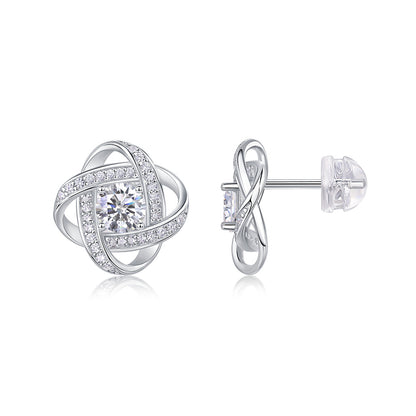 Trendy Geometric Floral Moissanite Studs