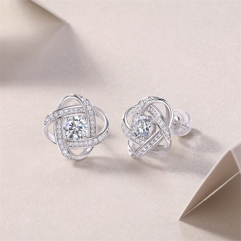 Trendy Geometric Floral Moissanite Studs