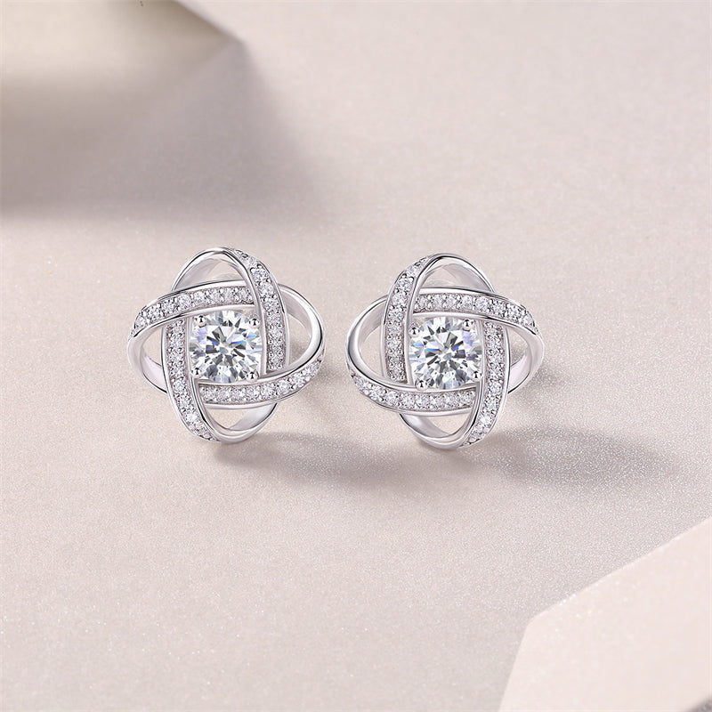 Trendy Geometric Floral Moissanite Studs