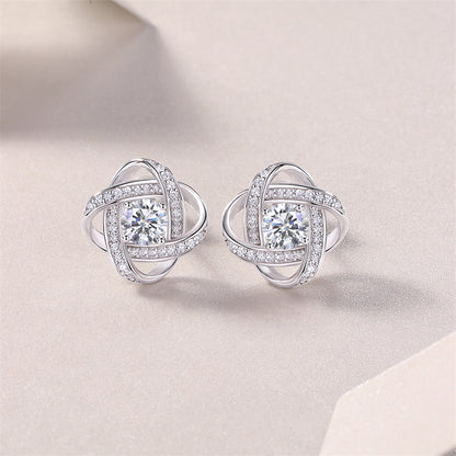 Trendy Geometric Floral Moissanite Studs
