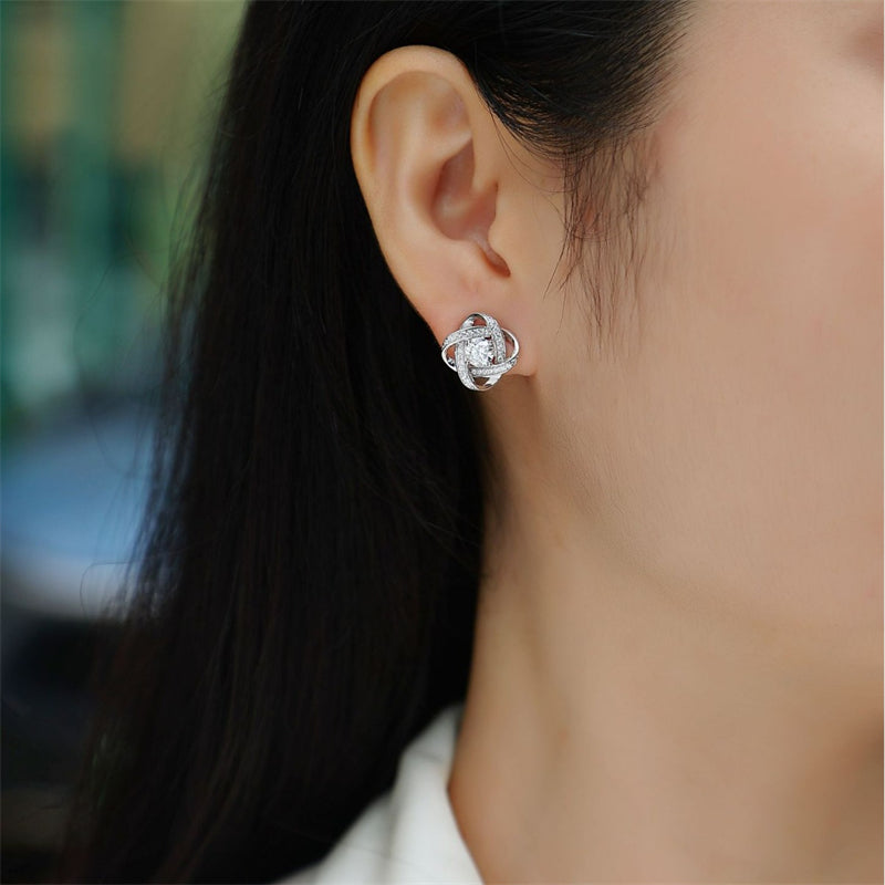 Trendy Geometric Floral Moissanite Studs