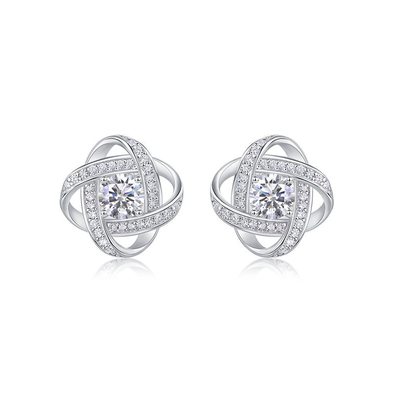Trendy Geometric Floral Moissanite Studs