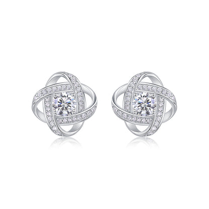 Trendy Geometric Floral Moissanite Studs