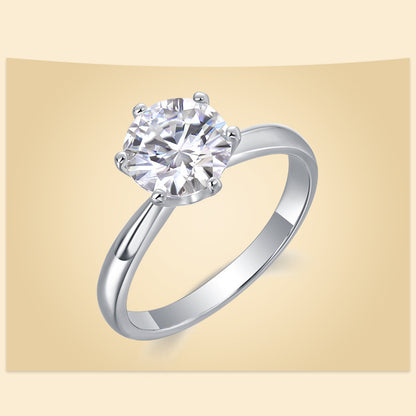 Trendy Geometric Six-Prong Moissanite Ring