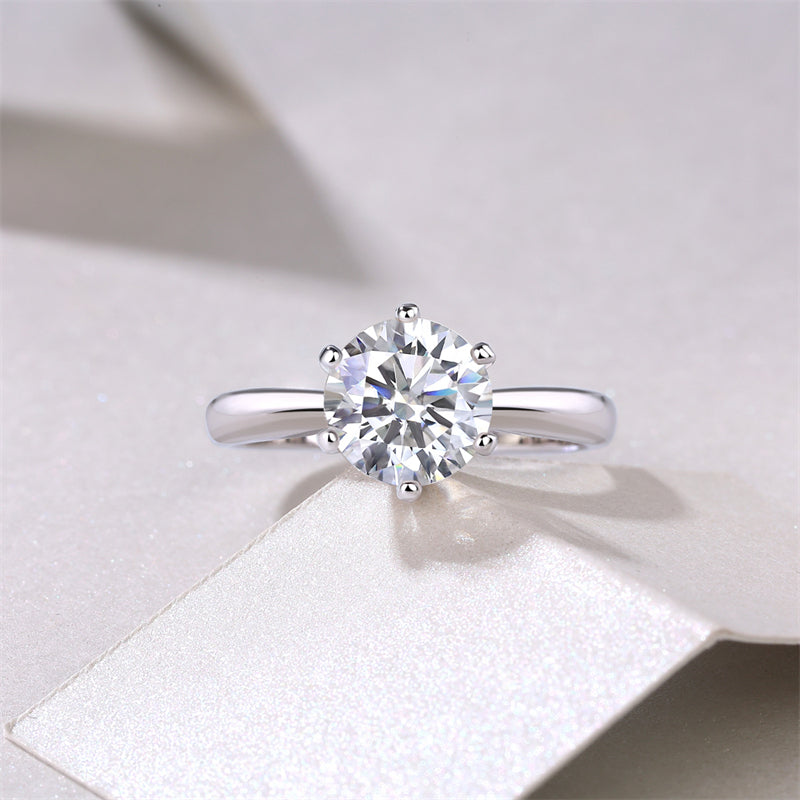 Trendy Geometric Six-Prong Moissanite Ring
