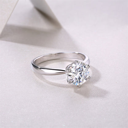 Trendy Geometric Six-Prong Moissanite Ring