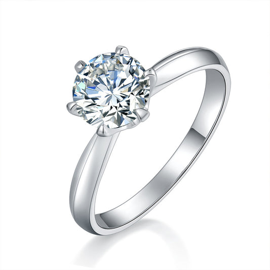 Trendy Geometric Six-Prong Moissanite Ring