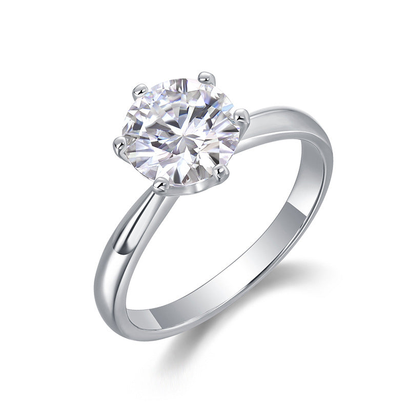 Trendy Geometric Six-Prong Moissanite Ring