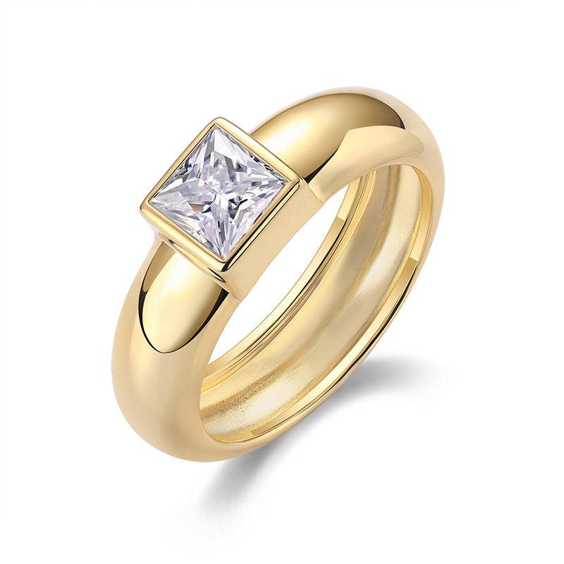 Trendy Geometric Square Moissanite Ring