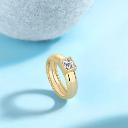 Trendy Geometric Square Moissanite Ring
