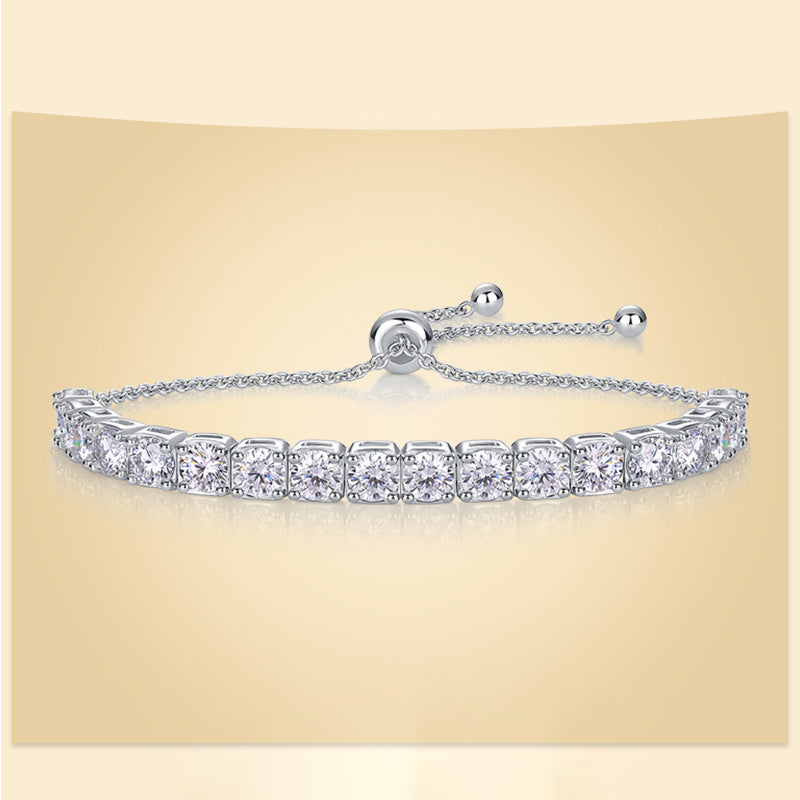 Trendy Women's Moissanite Bracelet with Geometric Patterns