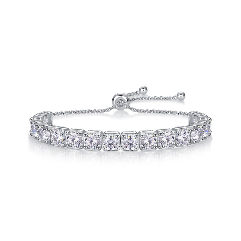 Trendy Women's Moissanite Bracelet with Geometric Patterns
