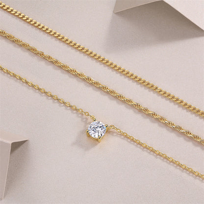 Trendy Women's Moissanite Necklace with Circular Pendant