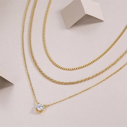Trendy Women's Moissanite Necklace with Circular Pendant