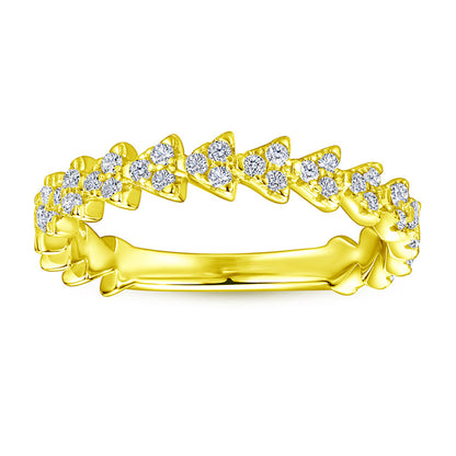 Triangular Pavé 925 Silver Ring - Minimalist Geometric Band with Zirconia Stones