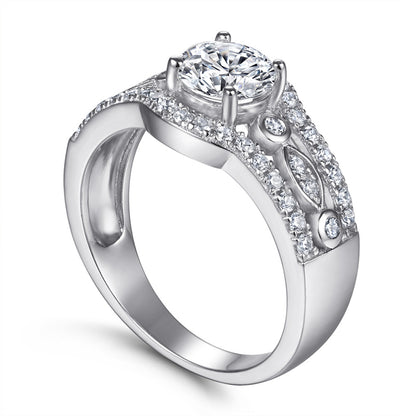 Triple Row 925 Silver Ring - Full Pavé Zirconia Statement Band