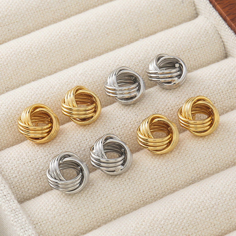 Twist Hoop Geometric Earrings in Gold/White Gold - Sweet Edgy Minimalist Stud Earrings for Women