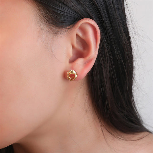 Twist Hoop Geometric Earrings in Gold/White Gold - Sweet Edgy Minimalist Stud Earrings for Women