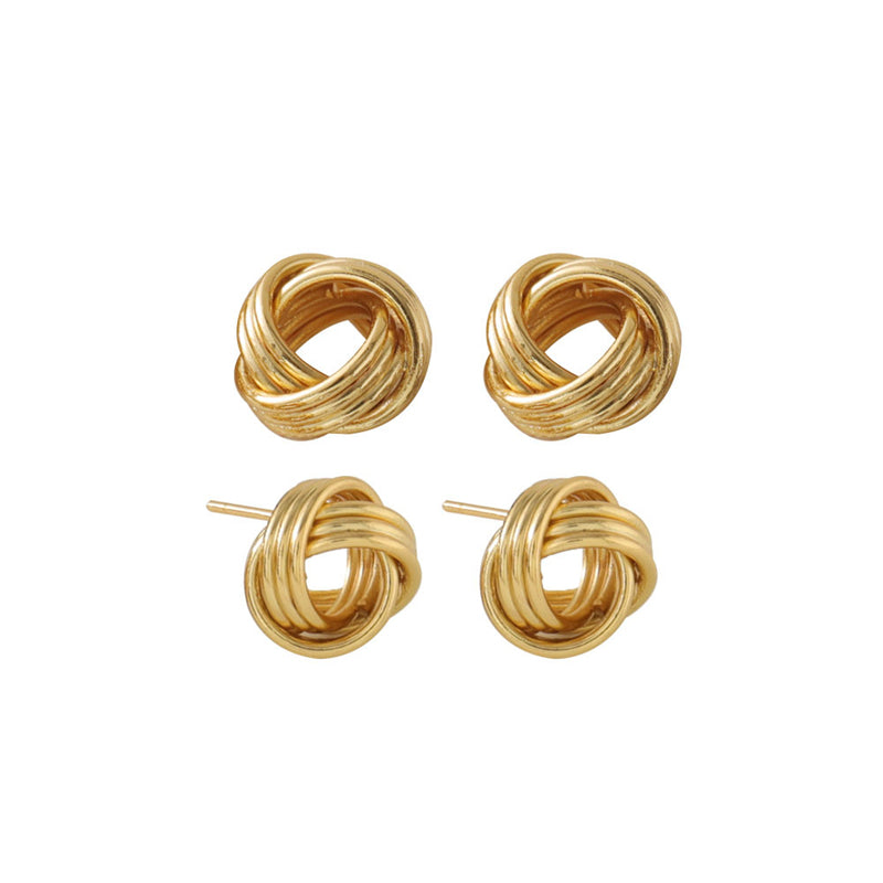 Twist Hoop Geometric Earrings in Gold/White Gold - Sweet Edgy Minimalist Stud Earrings for Women