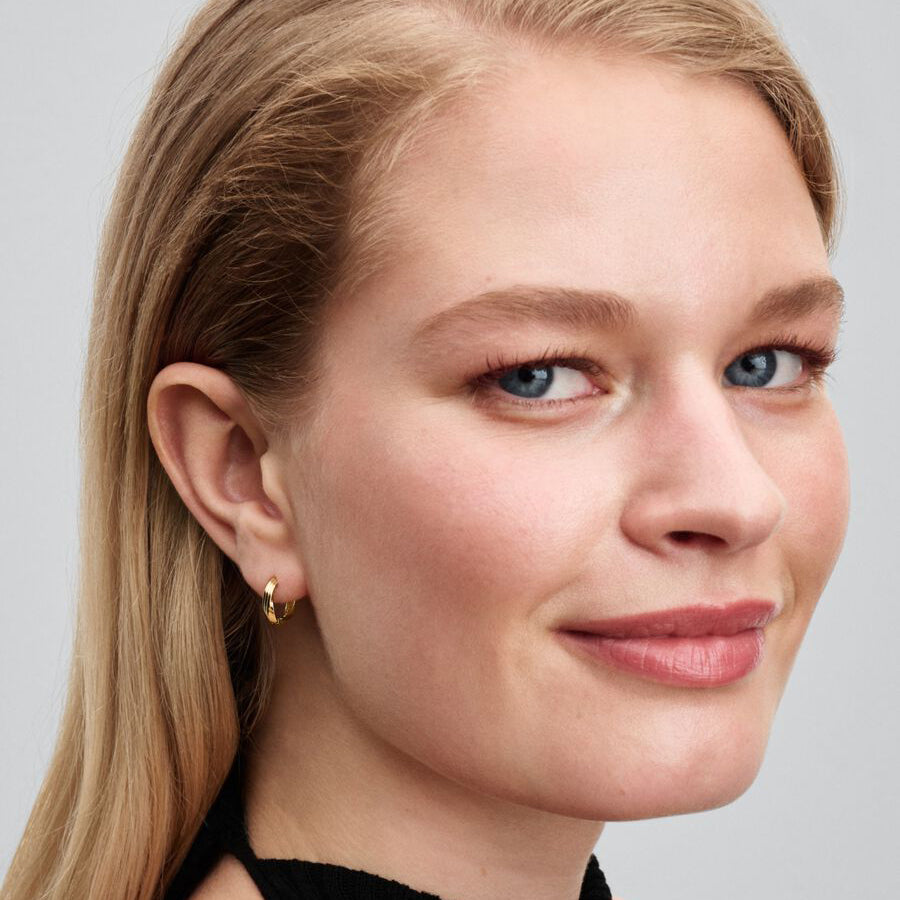 14k Gold Twisted Huggie Earrings