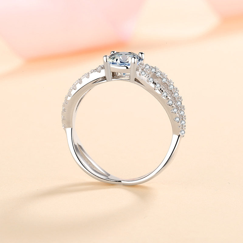 Twisted Infinity PT950 Plated Moissanite Ring - 925 Sterling Silver with Protection Lock Motif