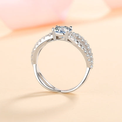 Twisted Infinity PT950 Plated Moissanite Ring - 925 Sterling Silver with Protection Lock Motif