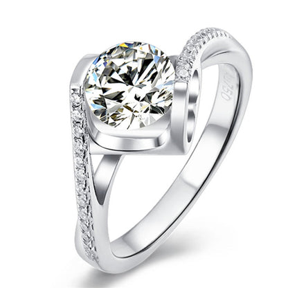Twisted Shank Angel's Kiss Moissanite Ring - 925 Sterling Silver Heart-Inspired Bridal Jewelry