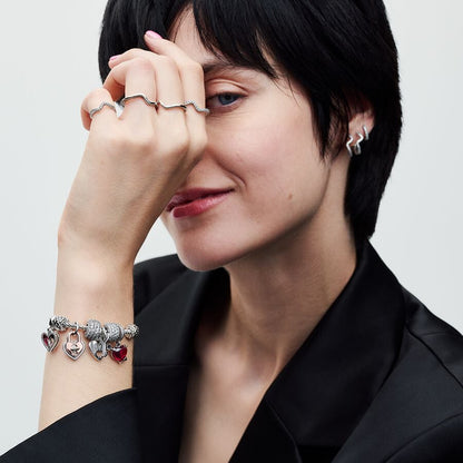 Two-tone Twistable Heart Padlock Double Dangle Charm