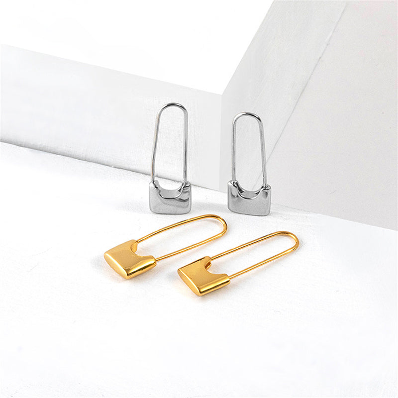U-Shape Geometric Hoop Earrings in Gold & White Gold Plating - Sweet & Edgy Style for Women