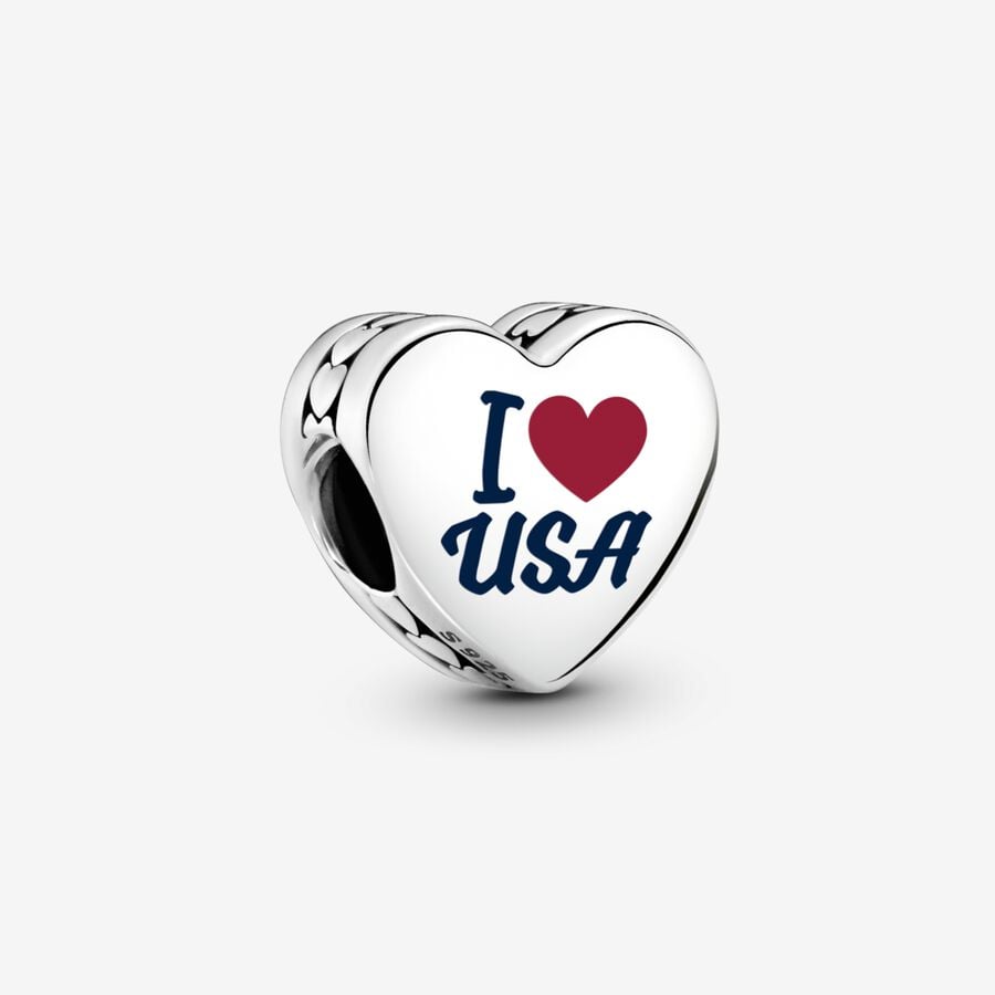 USA Flag Heart Charm