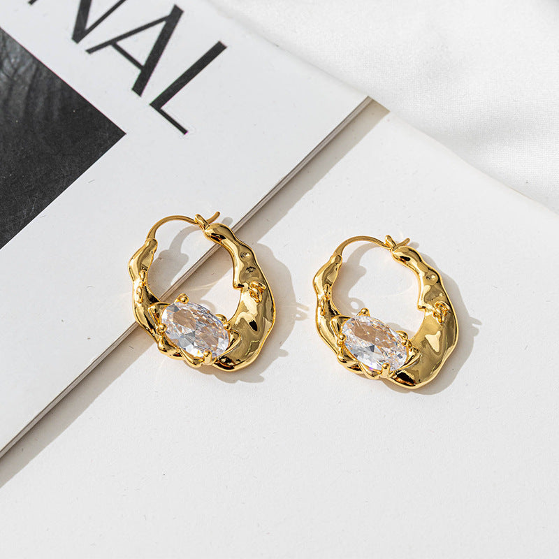 Unisex 18K Gold Plated Geometric Zircon Ear Cuffs - Irregular Shape Alternative Style Earrings for Men & Women