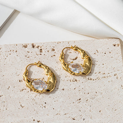 Unisex 18K Gold Plated Geometric Zircon Ear Cuffs - Irregular Shape Alternative Style Earrings for Men & Women