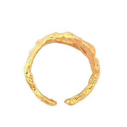 Unisex Geometric Adjustable Ring - Gold Plated Brass Minimalist Statement Piece