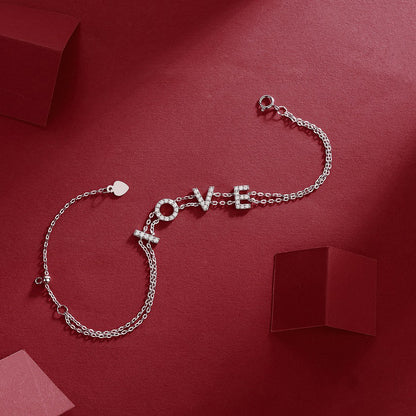 Unisex Sterling Silver Bracelet with Moissanite and Engraved Letters