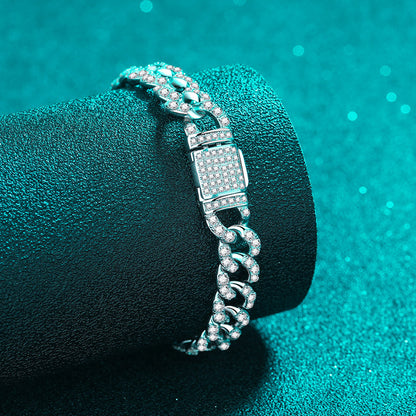 Unisex Water Light Bow Bracelet with 4.2-5.48ct Moissanite Options, 5-Layer Rhodium Plated Sterling Silver