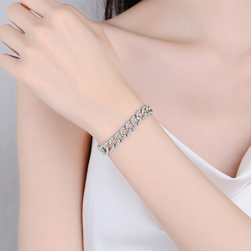 Unisex Water Light Bow Bracelet with 4.2-5.48ct Moissanite Options, 5-Layer Rhodium Plated Sterling Silver