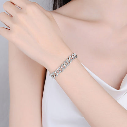 Unisex Water Light Bow Bracelet with 4.2-5.48ct Moissanite Options, 5-Layer Rhodium Plated Sterling Silver