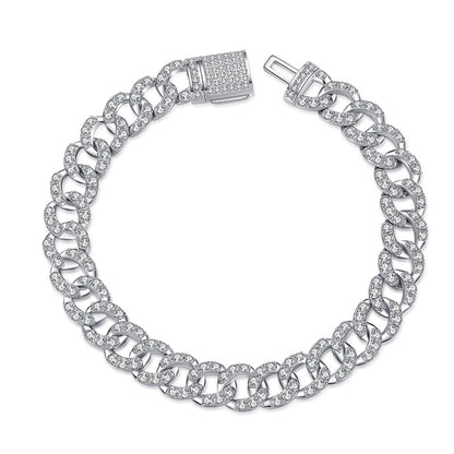 Unisex Water Light Bow Bracelet with 4.2-5.48ct Moissanite Options, 5-Layer Rhodium Plated Sterling Silver