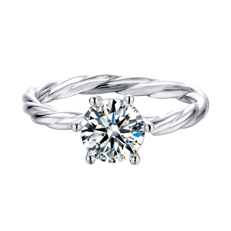 Vine-Inspired Six-Prong Moissanite Ring - 925 Sterling Silver Nature-Themed Engagement Jewelry