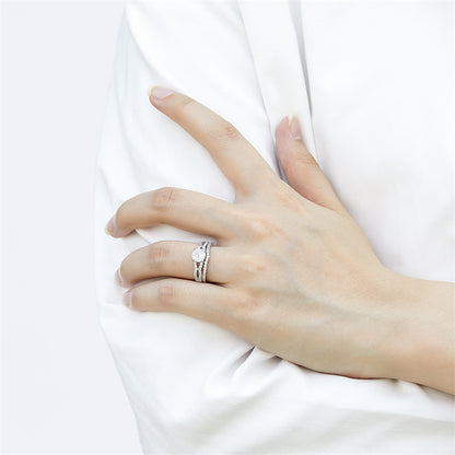 Vintage-Inspired 925 Sterling Silver Zircon Ring Set - Gold Plated Stackable Geometric Jewelry for Women