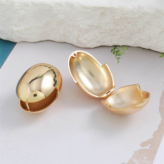 Vintage-inspired Geometric Oval Drop Earrings in Genuine Gold Plating