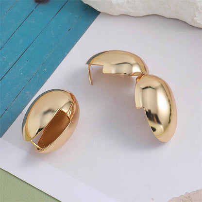 Vintage-inspired Geometric Oval Drop Earrings in Genuine Gold Plating