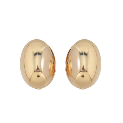 Vintage-inspired Geometric Oval Drop Earrings in Genuine Gold Plating