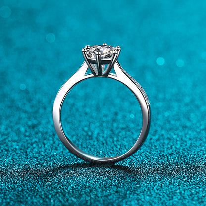 Vintage Medal Inspired Adjustable Moissanite Ring for Women - 0.5/1/2 Carat Solitaire Statement Ring in 925 Sterling Silver