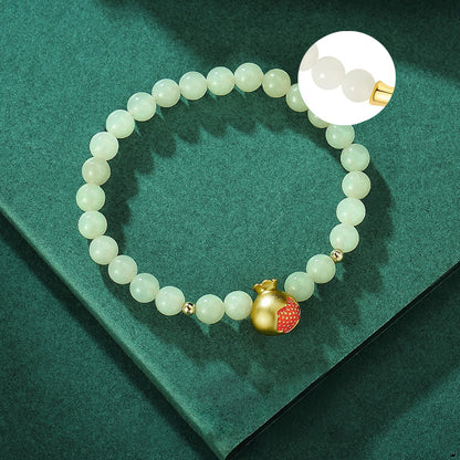 Vintage Money Purse Bracelet Jade Beads Sterling Silver