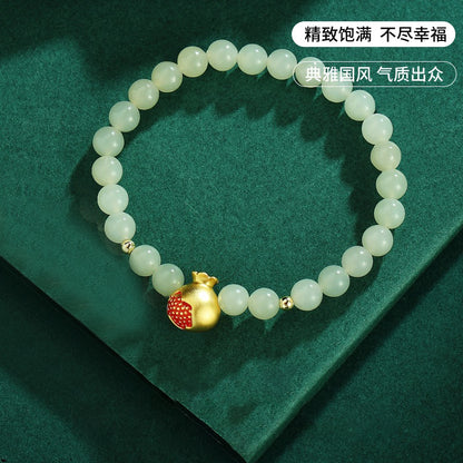 Vintage Money Purse Bracelet Jade Beads Sterling Silver