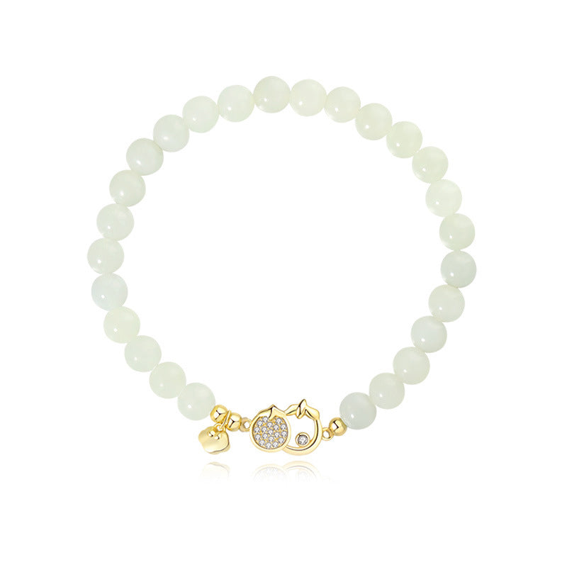 Vintage Persimmon Bracelet 925 Silver Jade Lucky Charm